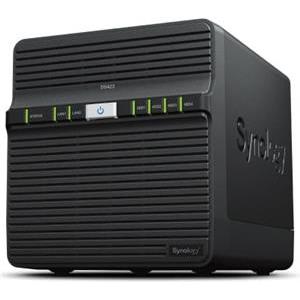 Synology DiskStation DS423, Tower, 4-Bays 3.5'' SATA HDD/SSD, CPU 4-core 1.7 GHz, 2 GB DDR4 non-ECC, 2 x 1GbE RJ-45, 2 X USB 3.2, 2.21 kg, 2y