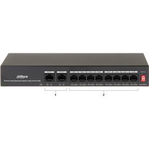 Dahua PoE Switch PFS3010-8ET-65, 8 X PoE 10/100 , 2 X UPlink 10/100