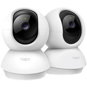 TP Link Tapo C210 2-Pack, Pan/Tilt Home Security Wi-Fi Camera, 2K (3MP) High-Definition Video, 360o horizontal range, Night Vision, Sound and Light Alarm, Motion Detection, Micro SD card-Up to 256GB, 