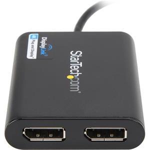 StarTech.com USB 3.0 to Dual DisplayPort Adapter 4K 60Hz, DisplayLink Certified, Video Converter with External Graphics Card - Mac & PC (USB32DP24K60) - DisplayPort adapter - USB Type A to DisplayPort