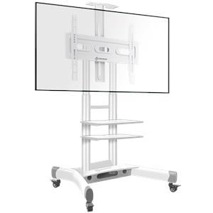 ONKRON Mobile TV Stand for 40-70” TVs with Wheels Shelves Height Adjustable Rolling TV Cart, White