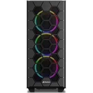 Sharkoon RGB HEX Midi Tower ATX kućište bez napajanja, prozirna bočna stranica, prednji/stražnji/gornji ventilatori 6×120mm, crno