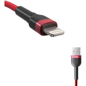 MS CABLE 2.4A USB-A 2.0->LIGHTNING,1m,crveni