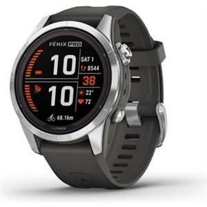 Pametni sat GARMIN Fenix 7S PRO Solar, GPS, multisport, Silver SS, Grapphite remen, 010-02776-01