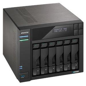 ASUSTOR 6 Bay NAS, Quad-Core 2.0GHz, Dual 2.5GbE Ports, 8GB RAM DDR4, 4x M.2 SSD Slots, 1 x PCIe Gen3 x4 slot, 2x USB, HDMI,