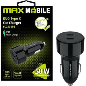 MAXMOBILE AUTO ADAPTER PD QC 3.0 DUO TYPE C SC-233003,50W QUICK CHARGE crni