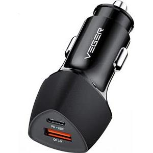 VEGER car charger CC50 USB+USB-C PD, QC3.0 38W