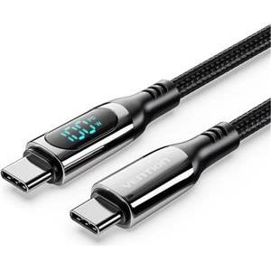 Vention Cotton Braided USB 2.0 C Male to C Male 5A Cable With LED Display 2m