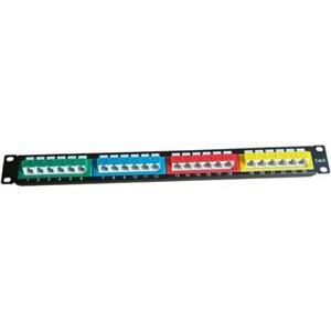 NaviaTec CAT6 Unshielded Colorful Patch Panel 45 Degree with Back Bar, 1U