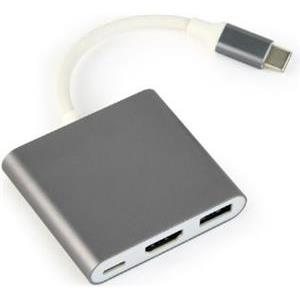 Gembird USB type-C multi-adapter, Space Grey