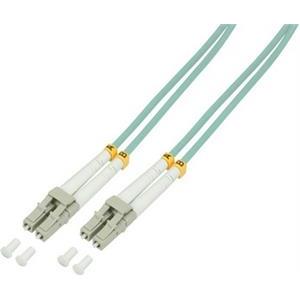 Opt. prespojni kabel LC/LC duplex 50/125µm OM3, LSZH, tirkizni, 40,0 m