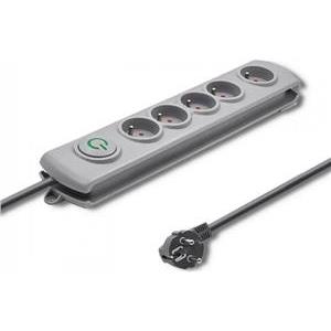 Qoltec Surge protection strip | 5 sockets | 3m | Grey