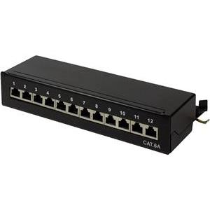 Patch Panel Desktop Cat.6A, STP, 12 ports, RAL 9005 black