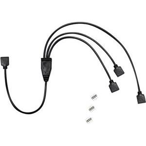 Kabel INTER-TECH 1x 4pin RGB na 3x 4pin RGB, crni