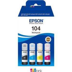 TIN Epson Tinte 104 EcoTank C13T00P640 4er Multipack (BKMCY) bis zu 7.500 Seiten