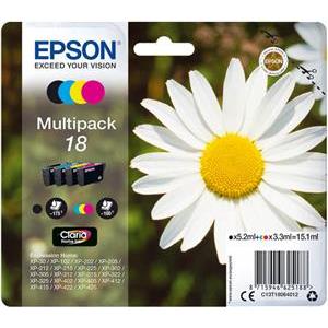 TIN Epson Tinte 18 C13T18064012 4er Multipack (BKMCY) bis zu 175 Seiten