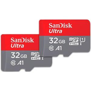 SanDisk 32GB Ultra microSDHC+ SD Adapter 120MB/s A1 Class 10 UHS-I - double pack