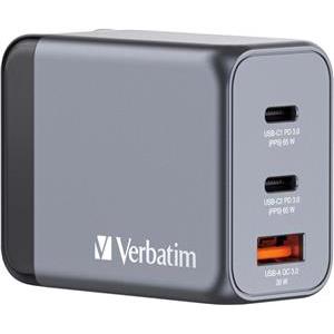 Verbatim GNC-65 GaN Charger 65W 2xUSB-C/1xUSB-A