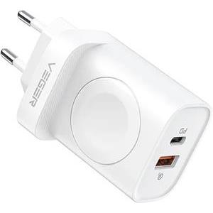 VEGER W002E multifunctional wall charger 3 in 1, PD 20W, white.
