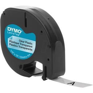 DYMO LetraTag-Band, plastika 12mm x 4m crna->prozirna