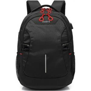 Bag for notebook Ewent Backpack 15.6'' USB port, black EW2526