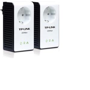 TP-Link TL-PA251KIT Powerline Ethernet Adapter 200Mbps, Plug (EU/UK/AU), AC Pass-through, Homeplug AV, Twin Pack