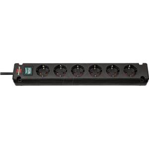 Bremounta Extension Socket 6-way black 3m H05VV-F 3G1.5