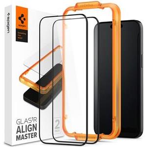 Spigen Glass tR AlignMaster, zaštitno staklo za ekran telefona, 2 kom, FC crni - iPhone 15 Pro Max (AGL06875)