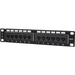 1U, 12 Port, Unshielded, Black