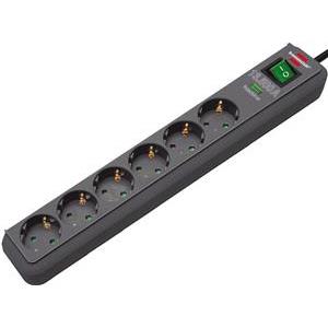 Eco-Line 13.500A extension socket with surge protection 6-way, anthrazit, 5m