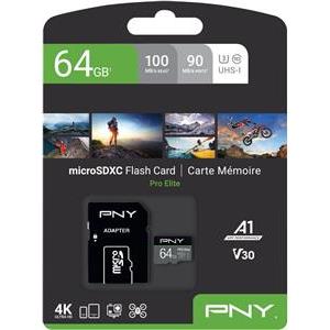 SD MicroSD XC Card 64GB PNY Pro Elite R100MB/s W60MB/s reta