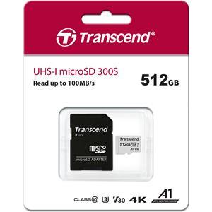 SD microSD Card 512GB Transcend SDXC USD300S-A w/Adapter