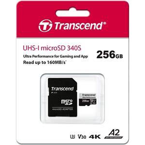 SD microSD Card 256GB Transcend SDXC USD340S w/Adapter