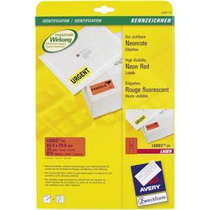 Etikete LK 63,5x29,6mm pk25L Zweckform L6003-25 neon crvene