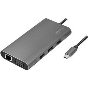 LogiLink docking station USB 3.2 Gen1, USB-C, 10-port, PD, silver.