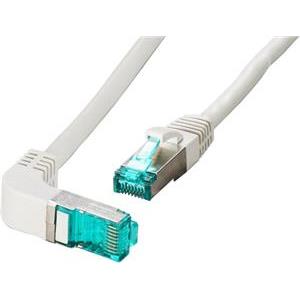 S/FTP prespojni kabel Cat.6a LSZH Cu AWG27, sivi, 0,25 m, s 1 kutnim konektorom