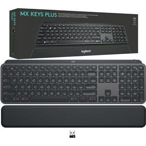 Logitech MX Keys Plus Advanced Wireless Illuminated Keyboard with Palm Rest - GRAPHITE - ADR - 2.4GHZ/BT - INTNL-973 - WITH PALMREST