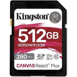 Kingston 512GB SDXC Canvas React Plus UHS-II 280R/150W U3 V60 for Full HD/4K