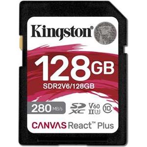 Kingston 128GB SDXC Canvas React Plus UHS-II 280R/100W U3 V60 for Full HD/4K