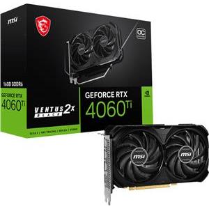 MSI Video Card NVidia RTX 4060 Ti VENTUS 2X BLACK 16G OC (16GB GDDR6/128bit, PCI-E 4.0 x8, 1x8 pin, Retail)