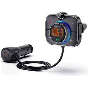 SAVIO FM transmitter, Bluetooth 5.0, QC/PD 3.0 charger, ENC, AUX OUT, Micro SD, TR-14, black