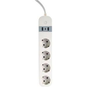 Gembird TSL-PS-S4U-01-W Smart power strip 4 AC outlet(s) Type E 1.5 m 3 3880 W White