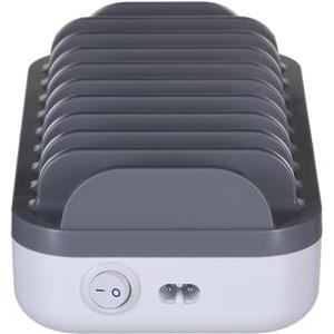 Manhattan Charging Station, 10x Ports: 3x USB-C (up to 18W PD) and 7x USB-A (up to 12W), 120W Total Output, White/Grey, Three Year Warranty, Box