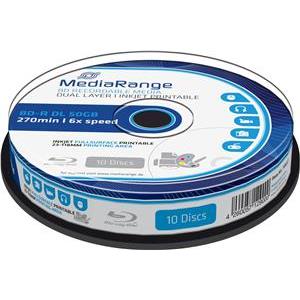 MediaRange Bluray 50GB 10pcs BD-R cake 6x Inkjet Fullprint.