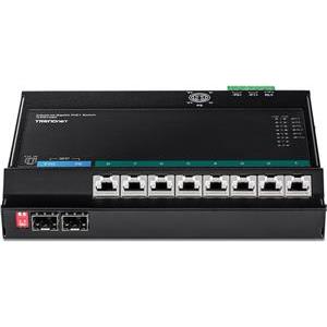 TRENDnet 10-Port Industrial Gigabit PoE+ WallMount Front Acc