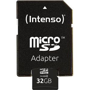 32 GB MicroSDHC Card Intenso Class 4+ SD Adap. 