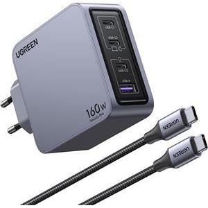 Ugreen Nexode Pro 160W 4-Port GaN USB Charger with 1.5M 240W USB-C Charging Cable Included