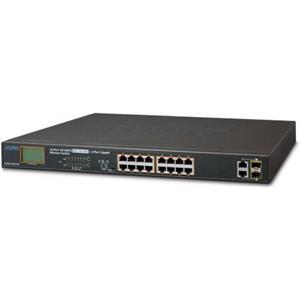 Planet 16-Port 10 100TX 802.3at PoE 2-Port Gigabit TP SFP Combo Desktop Switch FGSW-1822VHP