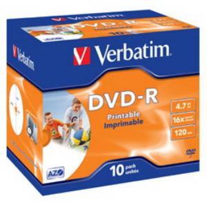 DVD-R Printable Verbatim, Kapacitet 4.7GB, 10 komada, Brzina 16×