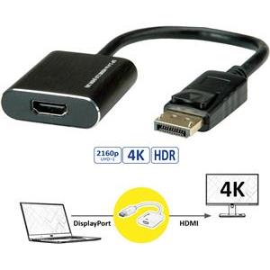 Roline adapter/kabel DisplayPort(M) na HDMI(F) v1.4, aktivni, 4K@60Hz, 0.15m